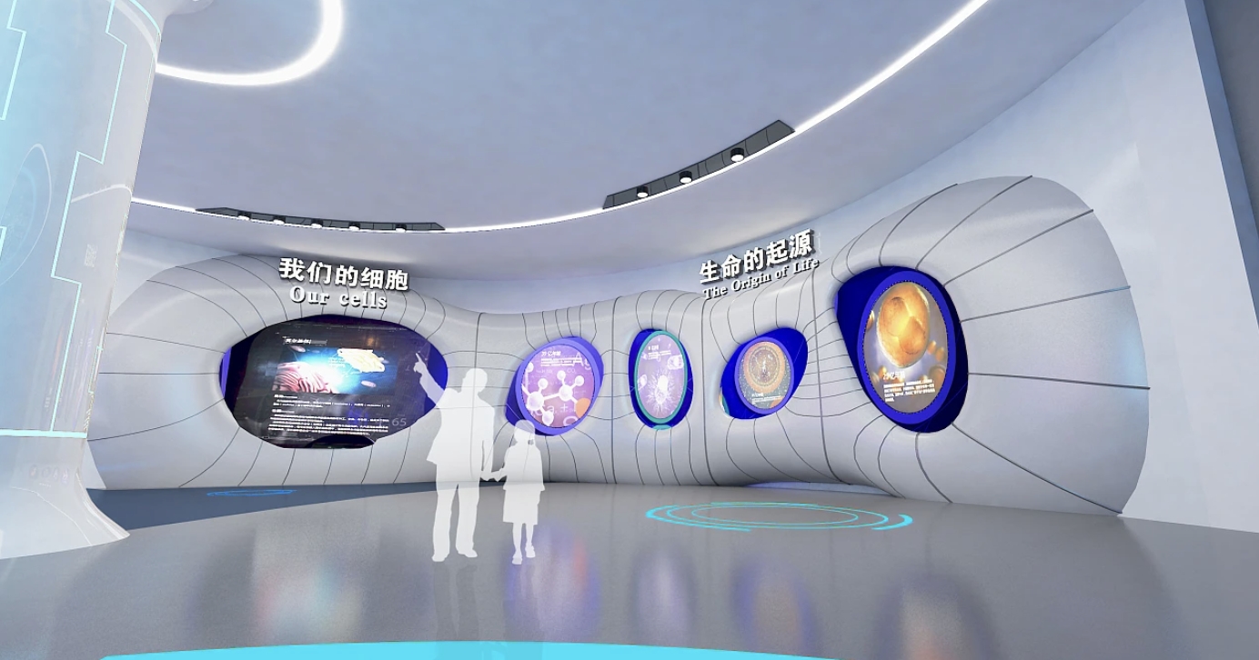 干細胞展廳設(shè)計—思威圖數(shù)字干細胞展廳采用最新的全息投影技術(shù)，可以直觀、生動地呈現(xiàn)干細胞的形態(tài)